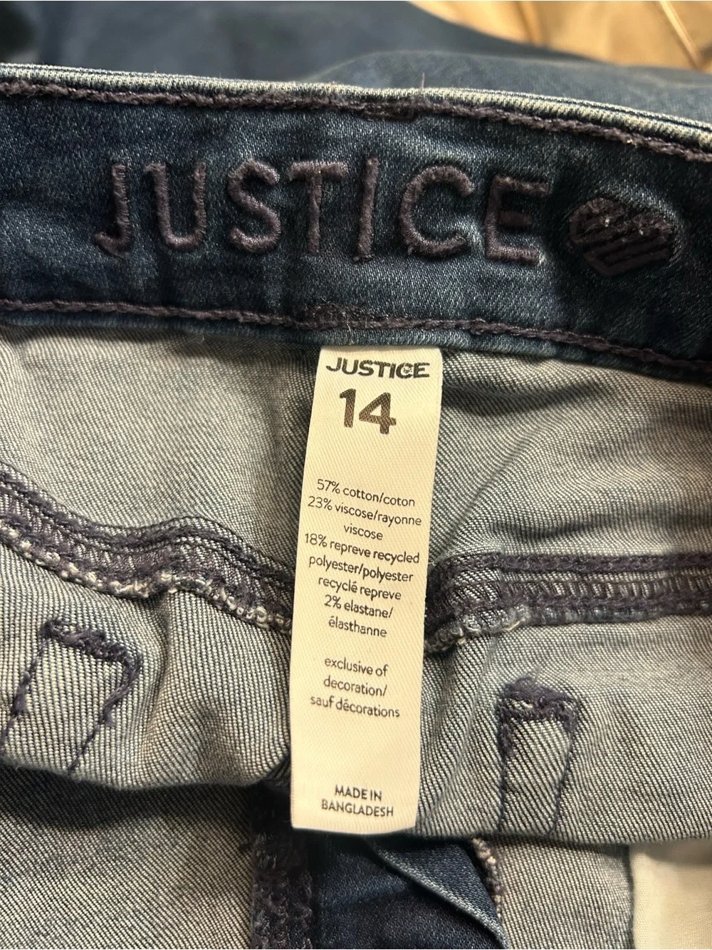 Girls Justice Dark Blue Distressed Cropped Jeans